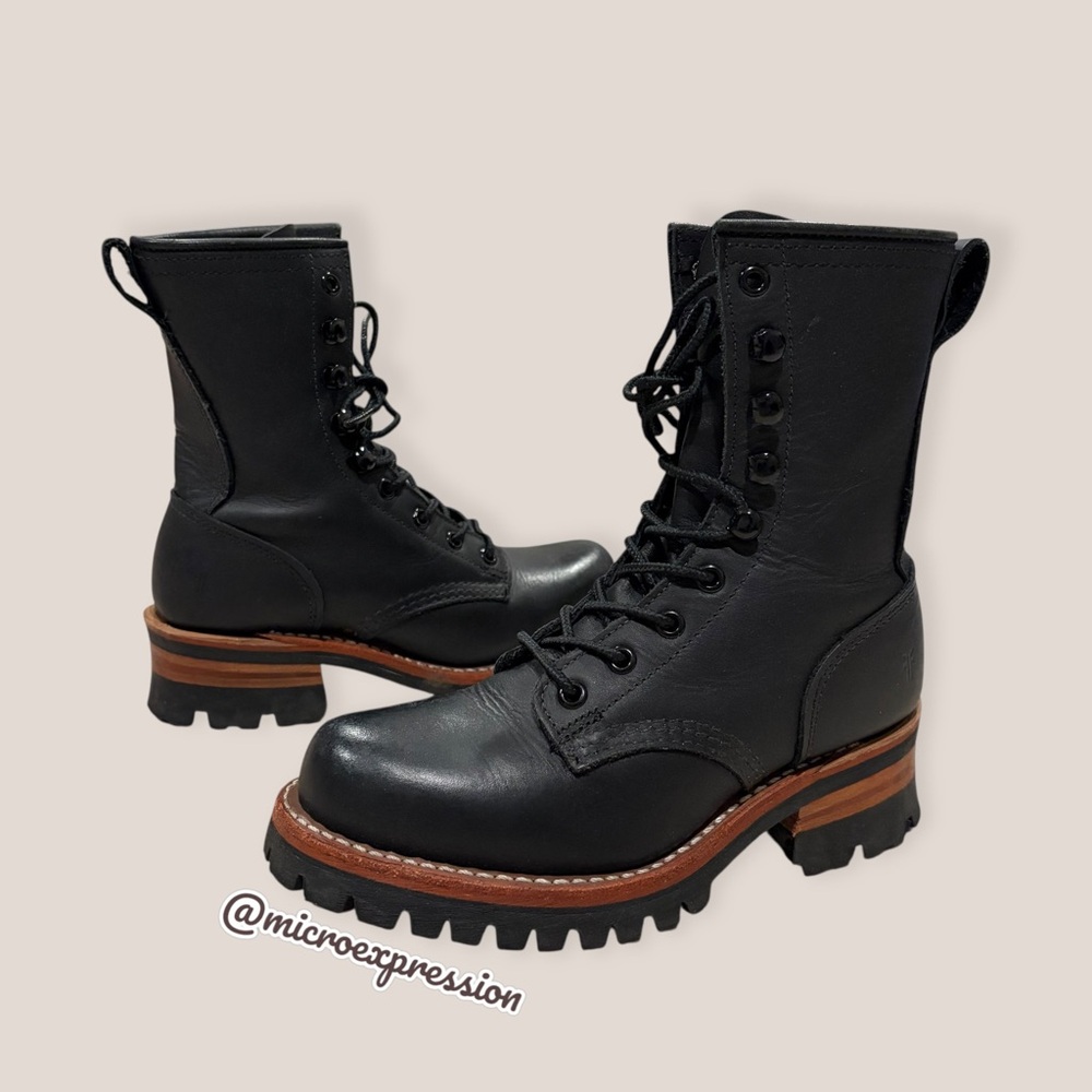 Frye Logger 8G Black Leather Vintage Combat Durable LaceUp Work/Hiking Moto Boot - Picture 14 of 14